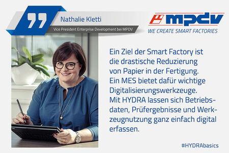 Expertenstatement von Nathalie Kletti, Vice President Enterprise Development bei MPDV, zum Thema Reduzierung von Papier in der Produktion.
