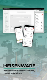 Screenshots vom Industrial App Builder auf dem Handy und dem Desktop