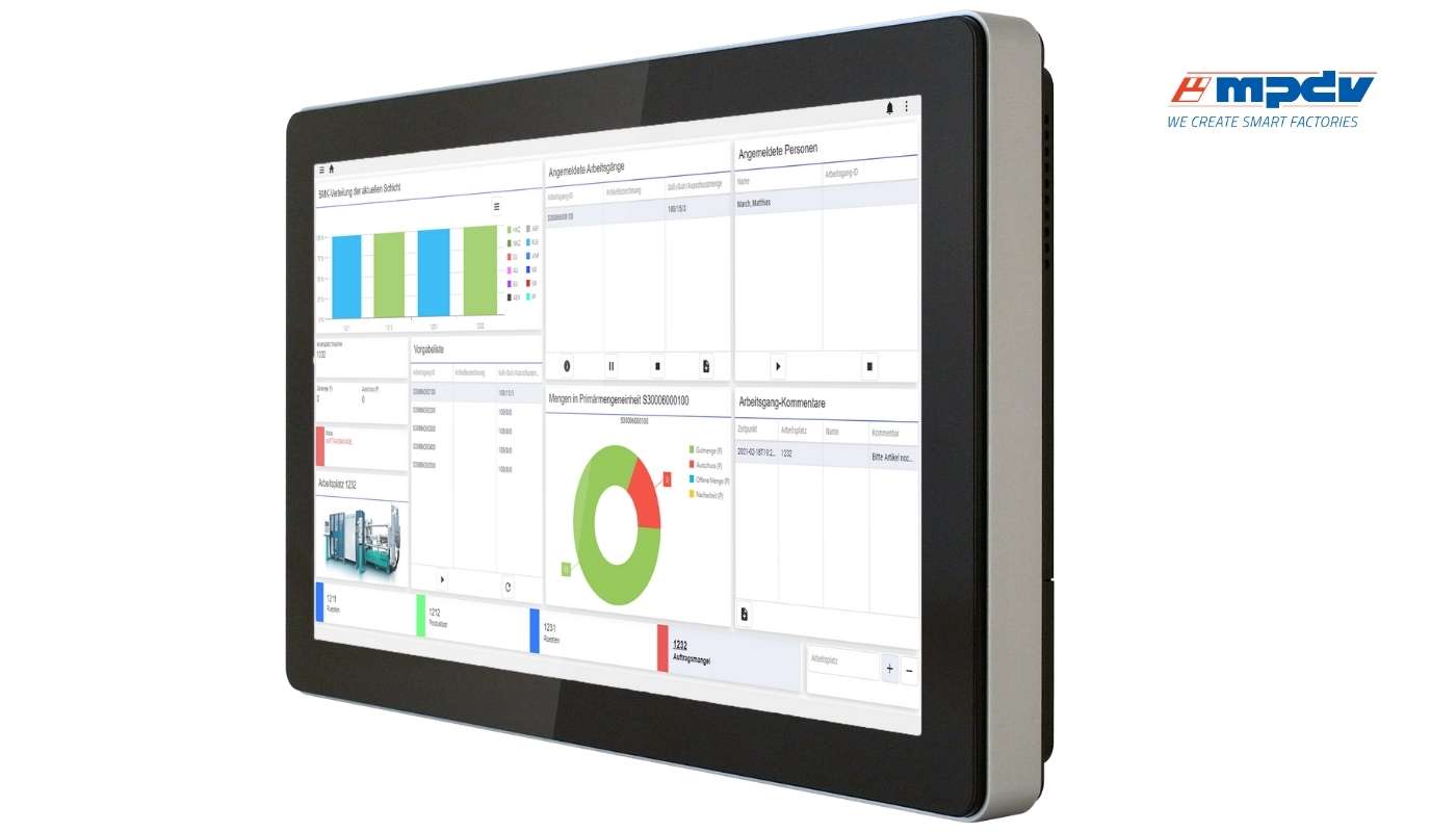 shop floor client running on an industry PC The MES HYDRA shop floor client running on an industry PC. Dialogs for data collection as well as overviews of evaluations can be designed in a way that meets the user's requirements. (Source: MPDV)