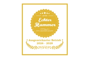 Qualitätssiegel der Stadt Hamm mit dem Titel "Echter Hammer"