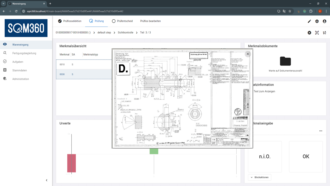 Quality Miners SQM360 Wareneingang Screenshot
